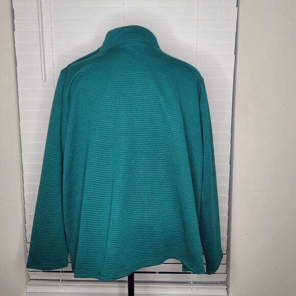 St Johns Bay Green Ribbed Mock Turtleneck Goblincore Long Sleeve Top Size 2X NWT - Picture 2 of 7